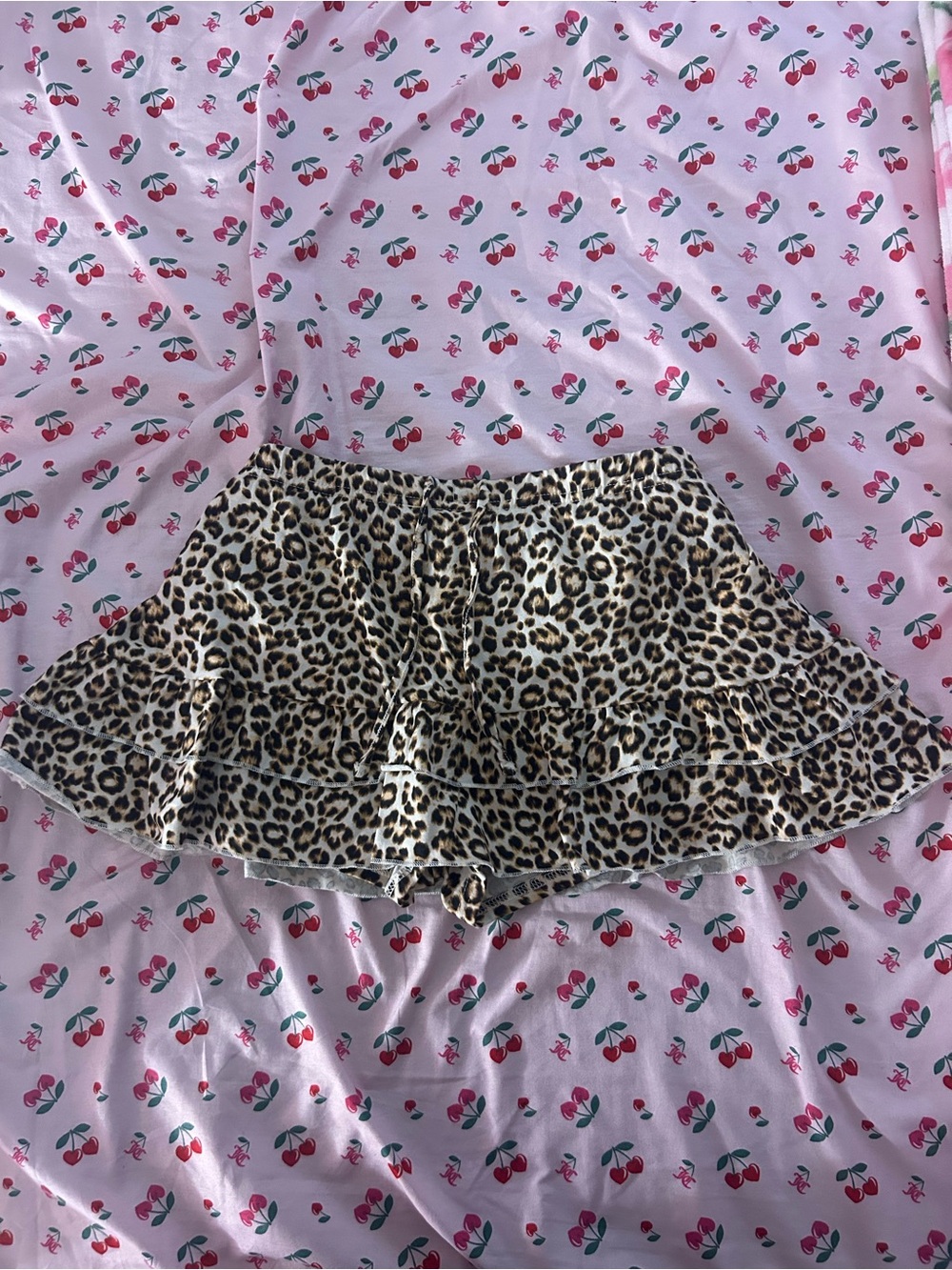 Leopard Print Ruffle Mini Skort- Brown